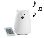 Miś Lampka Silikonowa z Głośnikiem Biała