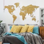 Drewniana Mapa Świata na ścianę - BRZOZA EIK