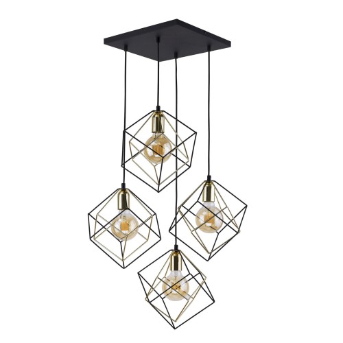 Nowoczesna lampa sufitowa z wiszącymi metalowymi kloszami