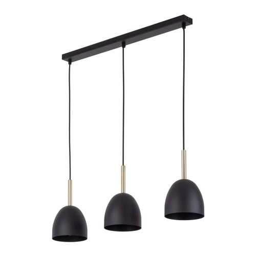 Nowoczesna lampa sufitowa z wiszącymi metalowymi kloszami