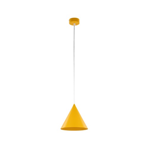nowoczesna lampa wisząca do kuchni stożek żółta