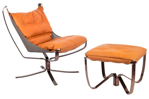 nowoczesny fotel z podnóżkiem