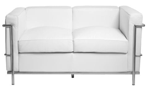 sofa skórzana biała dwu osobowa