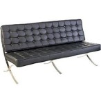 Sofa Barcelona - 3 osobowa, czarna skóra naturalna